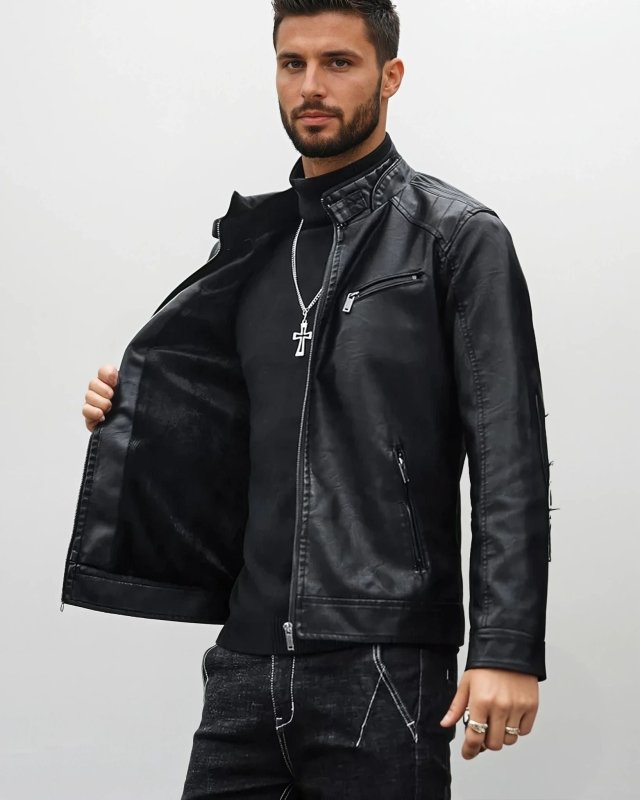 Men's biker jacket in modern style – Casual PU leather jacket for everyday & going out