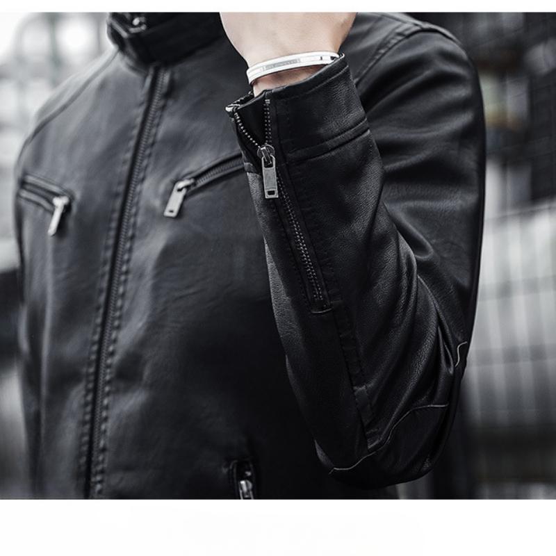 Men's biker jacket in modern style – Casual PU leather jacket for everyday & going out
