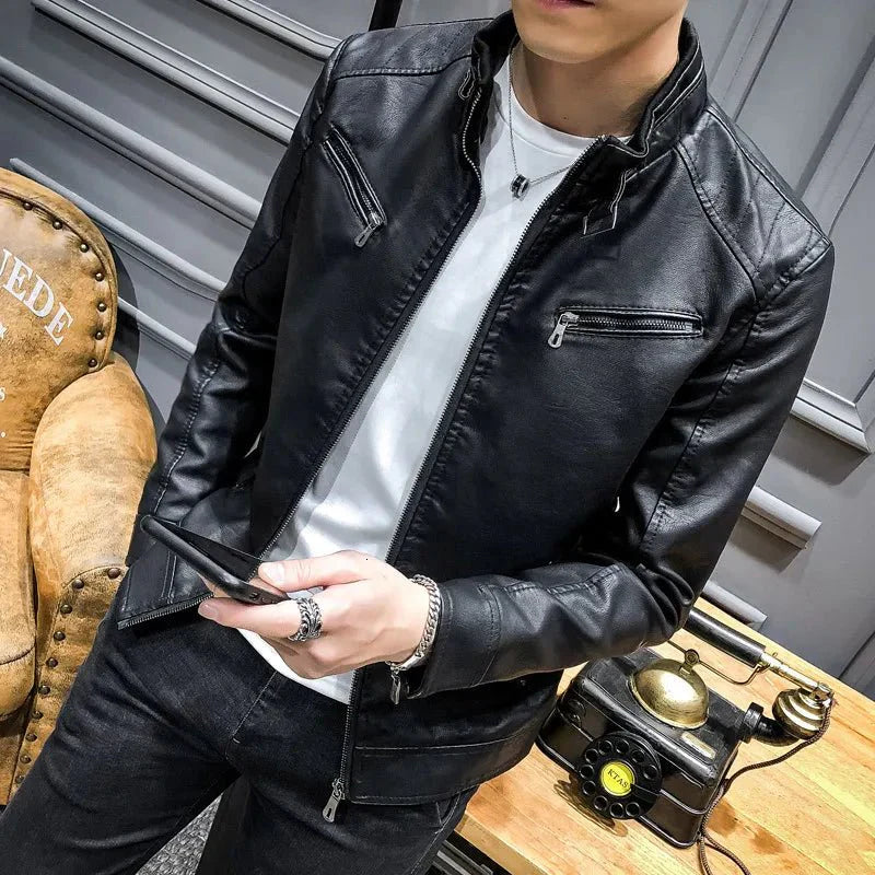 Men's biker jacket in modern style – Casual PU leather jacket for everyday & going out