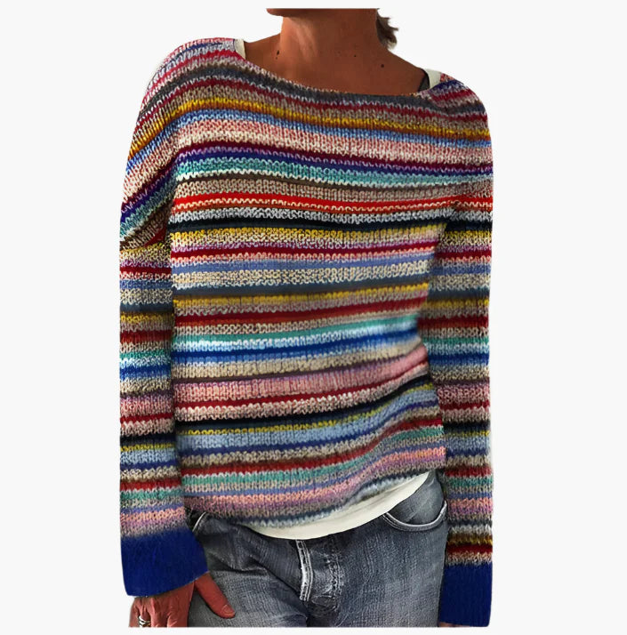 Women's Retro Sweater with Crew Neck – Comfortable Knit Sweater in Vintage Style for Autumn