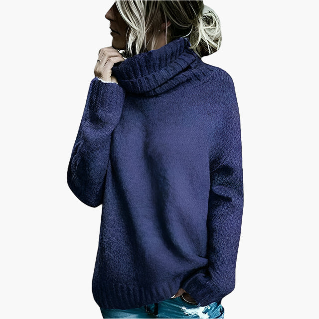 Women's Oversize Turtleneck Sweater – Casual Knit Sweater for Autumn and Winter