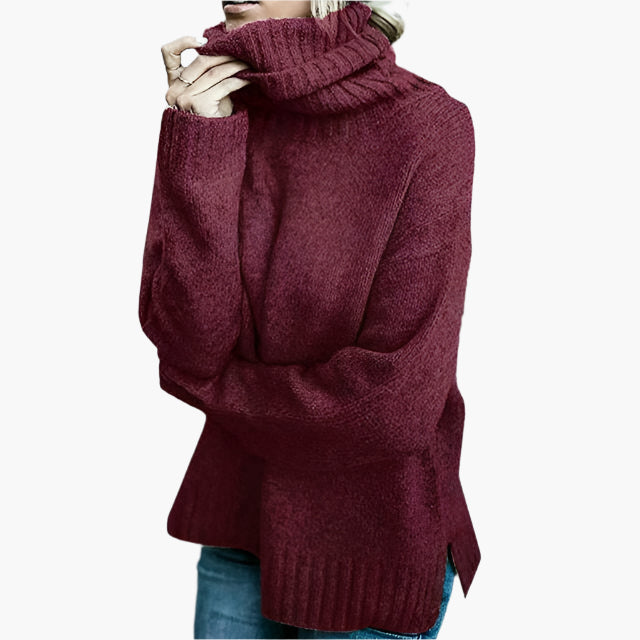 Women's Oversize Turtleneck Sweater – Casual Knit Sweater for Autumn and Winter