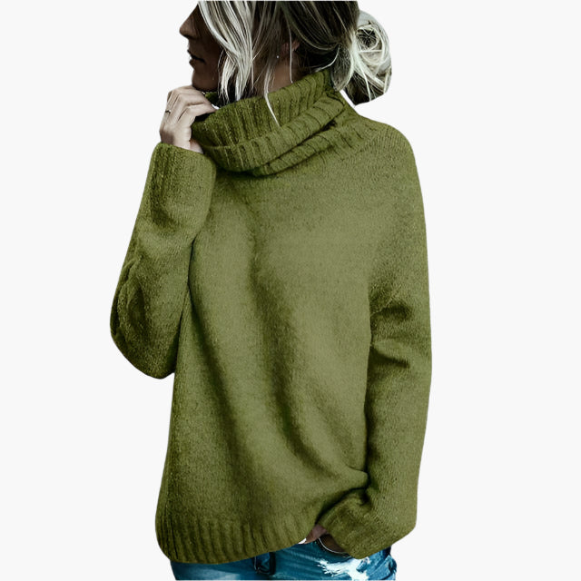 Women's Oversize Turtleneck Sweater – Casual Knit Sweater for Autumn and Winter