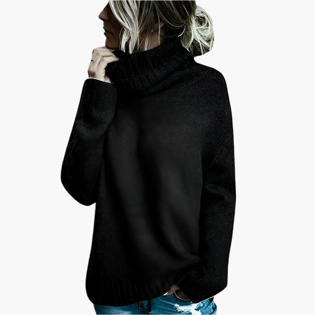Women's Oversize Turtleneck Sweater – Casual Knit Sweater for Autumn and Winter