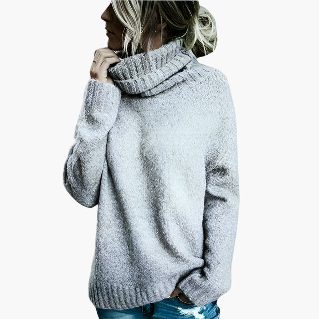 Women's Oversize Turtleneck Sweater – Casual Knit Sweater for Autumn and Winter