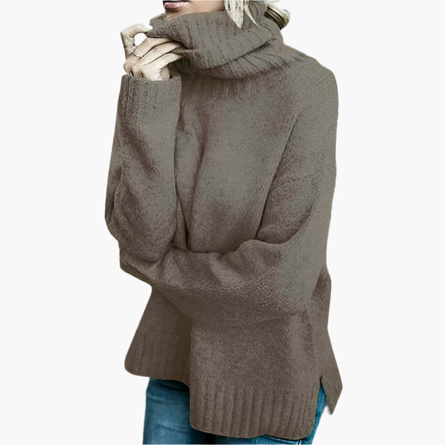 Women's Oversize Turtleneck Sweater – Casual Knit Sweater for Autumn and Winter