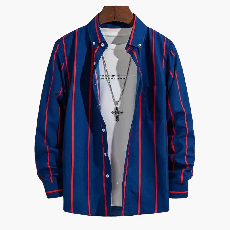 Herren Business Freizeithemd mit Streifenmuster – Elegantes Langarmhemd für Büro & Alltag