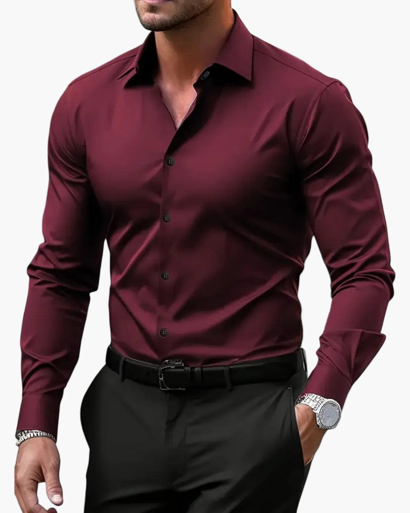 Men's Business Shirt Slim Fit – Modern Long Sleeve Shirt for Office & Elegant Occasions