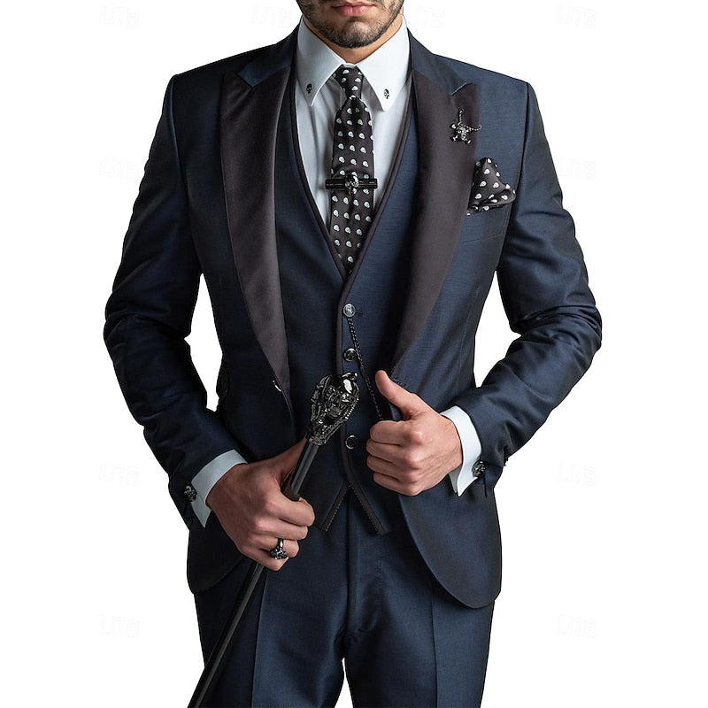 Herren 3-Teiliges Slim Fit Anzug Set – Eleganter Business & Hochzeitsanzug