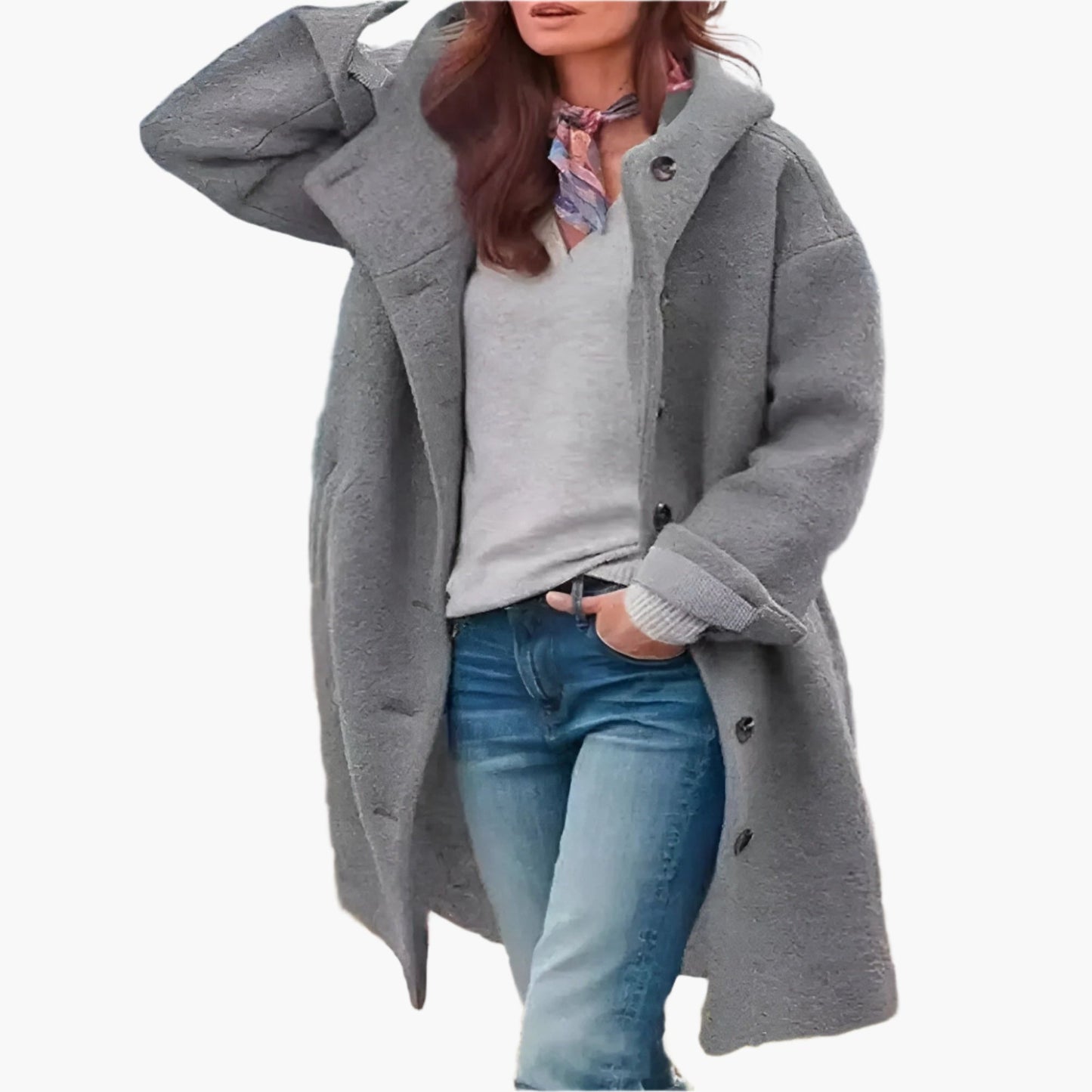 Women's Long Winter Coat – Casual Elegant Cozy Coat for Everyday & Leisure