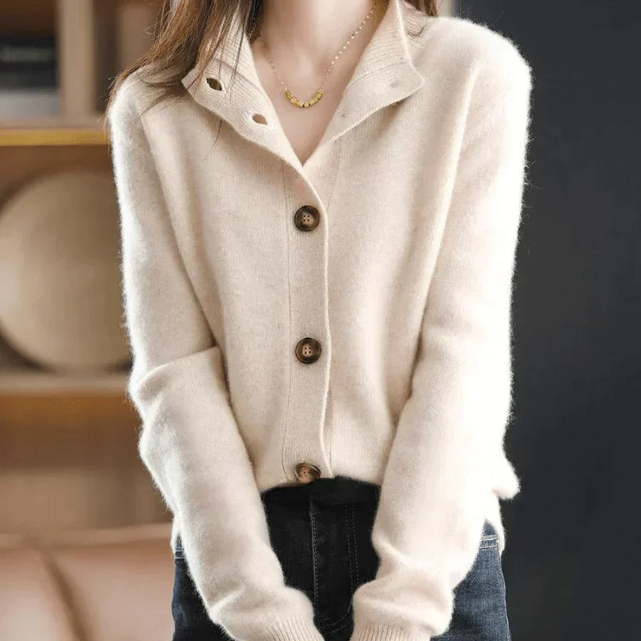 Damen Strickjacke mit Knopfleiste – Eleganter Herbst- und Winterpullover für Freizeit und Büro