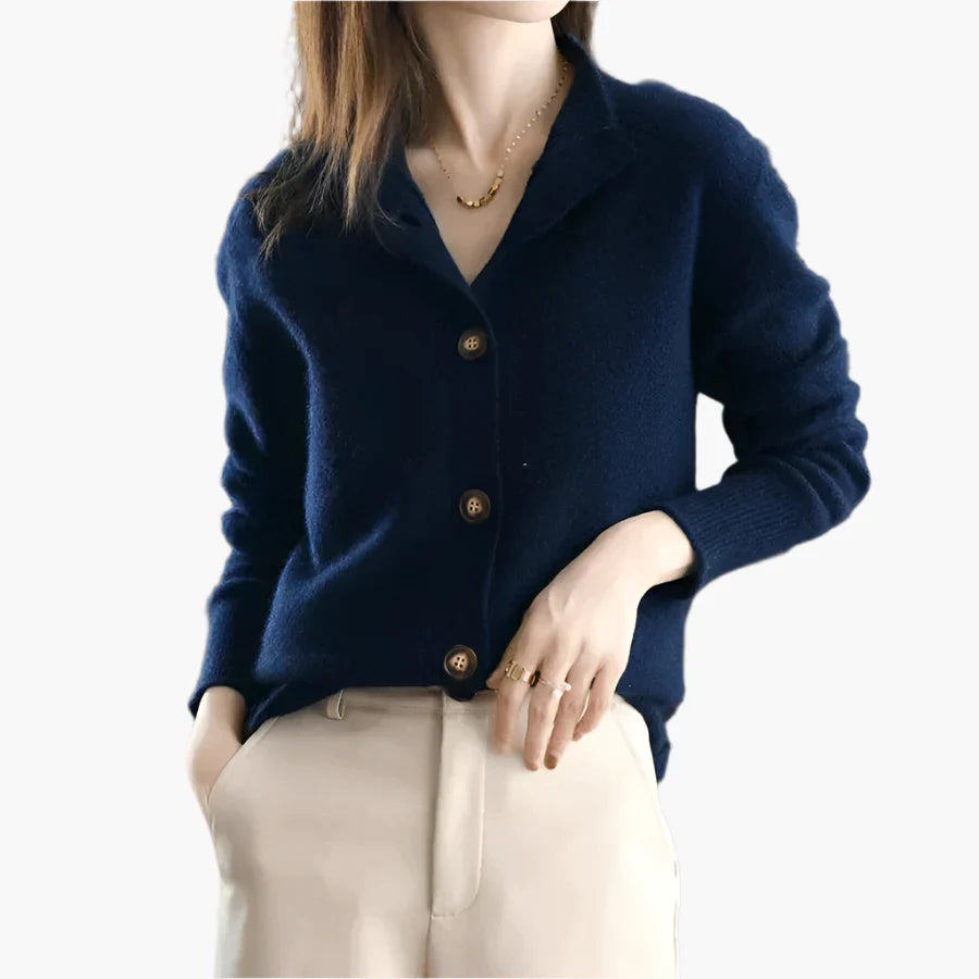 Damen Strickjacke mit Knopfleiste – Eleganter Herbst- und Winterpullover für Freizeit und Büro