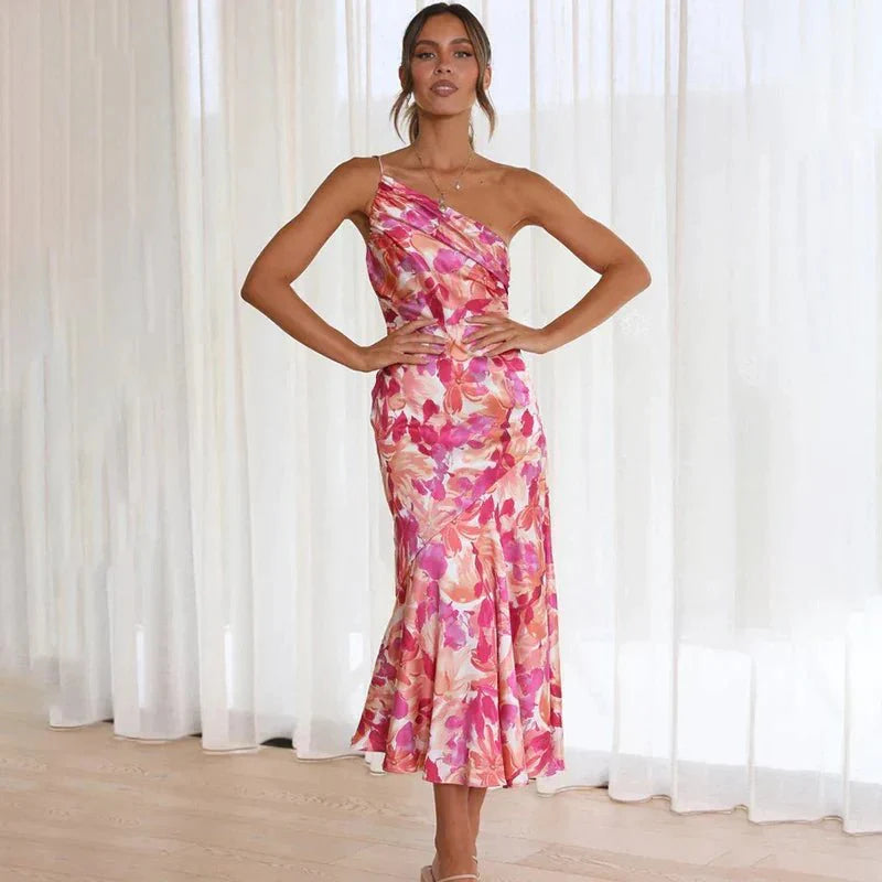 Amelia – Midikleid mit Trägern und Blumenmuster