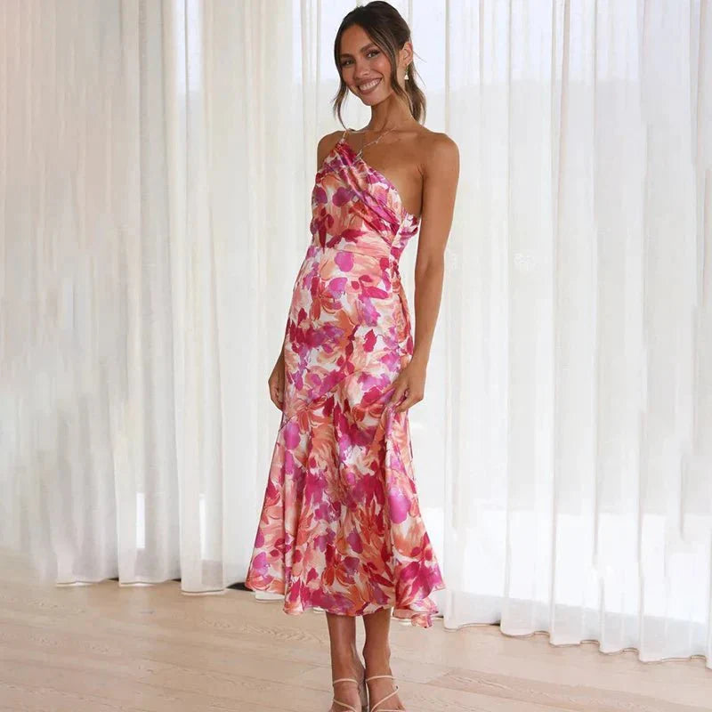 Amelia – Midikleid mit Trägern und Blumenmuster