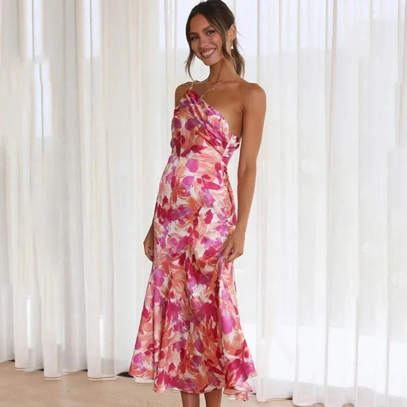 Amelia – Midikleid mit Trägern und Blumenmuster