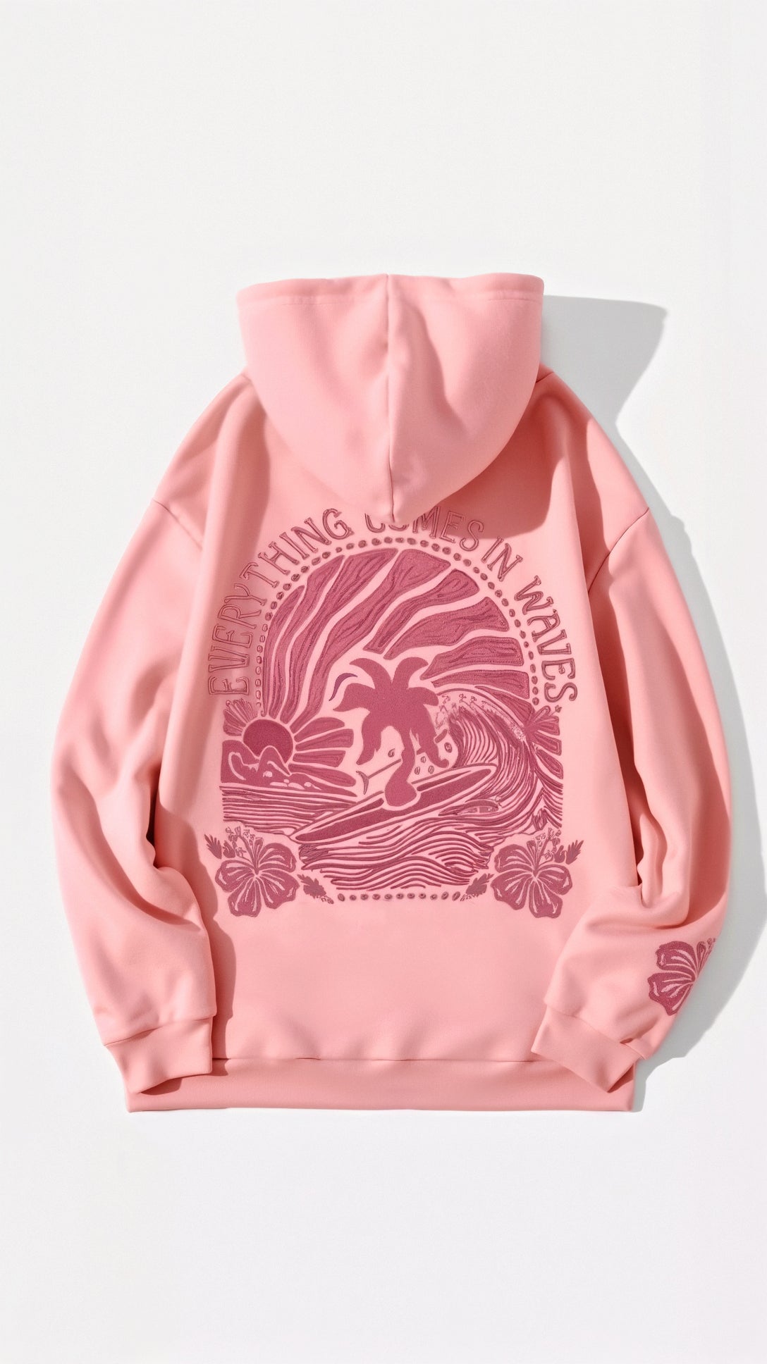 Damen Freizeit Oversize Hoodie mit tropischer Stickerei – Moderner Kapuzenpullover für Alltag und Urlaub
