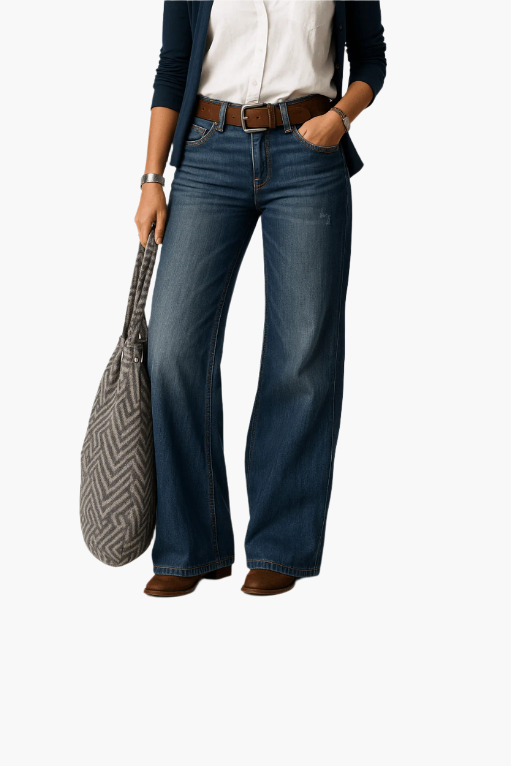 Damen Weite Bein Jeans – Lässige 5-Pocket Denim Hose für Alltag & Freizeit