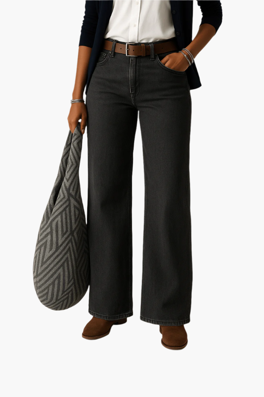 Damen Weite Bein Jeans – Lässige 5-Pocket Denim Hose für Alltag & Freizeit