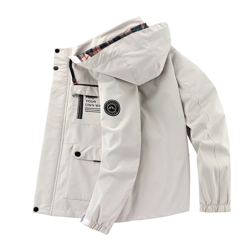Men's Outdoor Functional Jacket – Waterproof, Windproof, Detachable Hood, Versatile for Everyday & Adventure