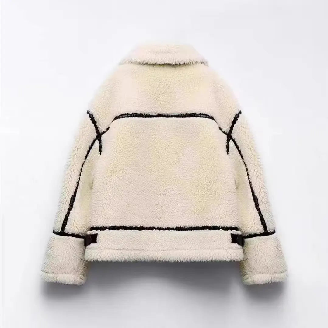 Women's winter jacket in biker style – fashionable warm jacket for leisure & everyday use