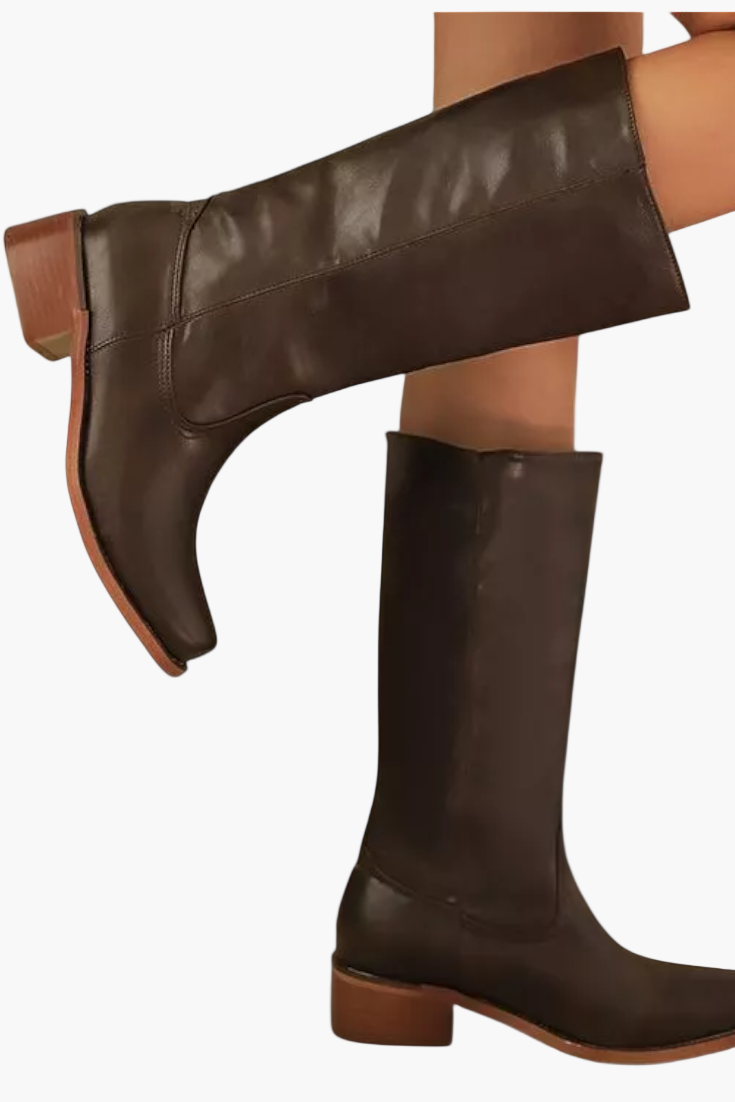 Women's Boots Western Style Classic – Fashionable Block Heel Boots for Everyday and Leisure