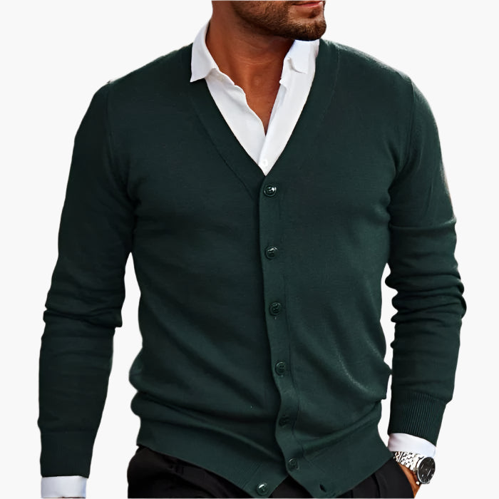 Men's cardigan with V-neck – Elegant business & casual knit jacket