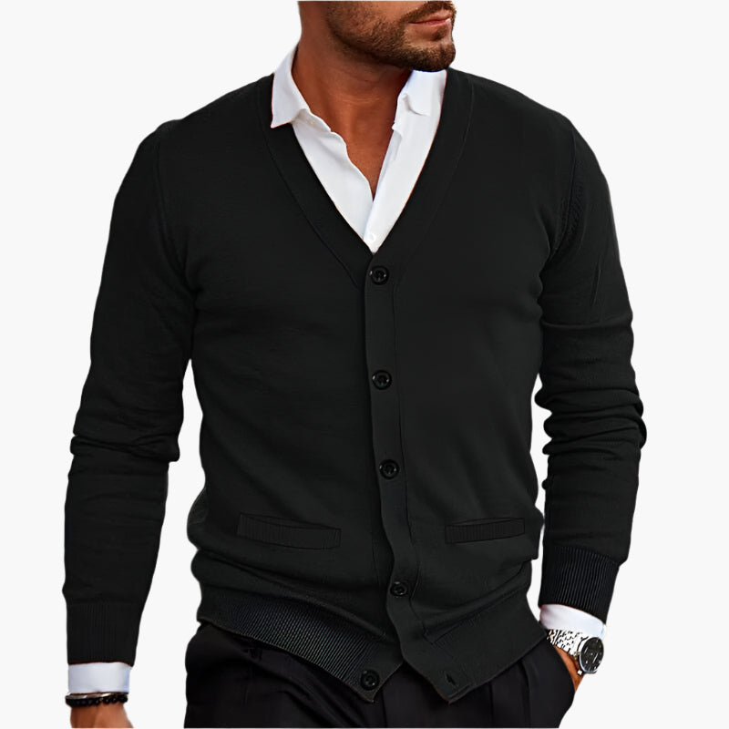 Herren-Cardigan mit V-Ausschnitt – Eleganter Business & Freizeit Strickjacke