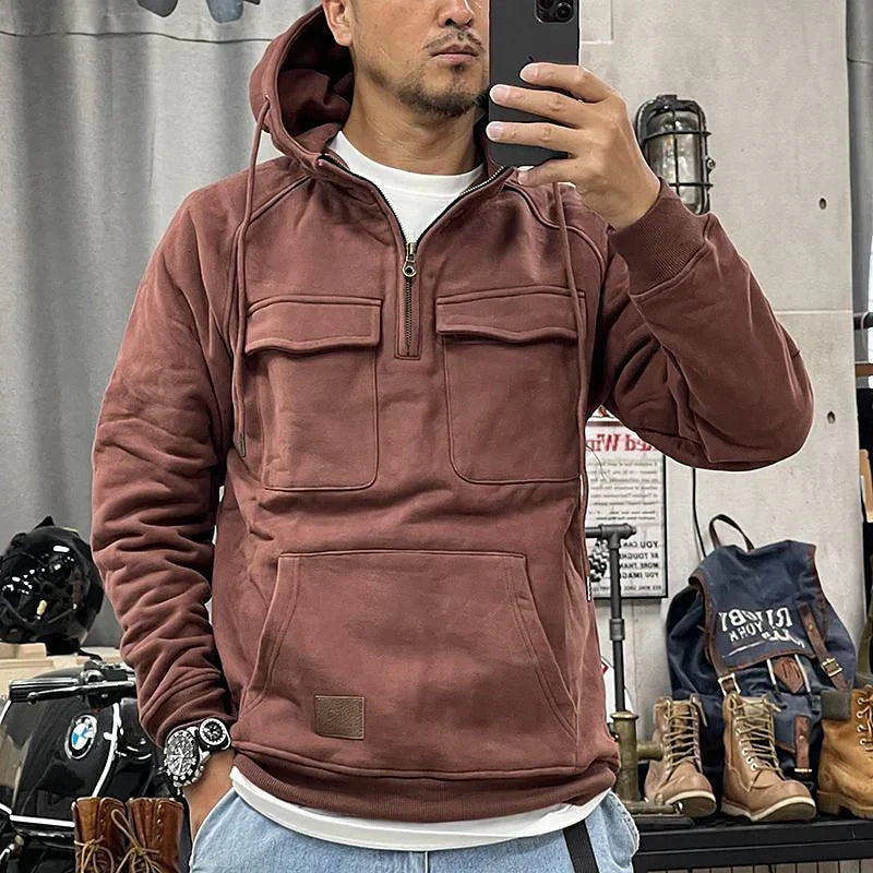 Men's Winter Hoodie with Zipper – Comfortable Military Style for Outdoor & Leisure