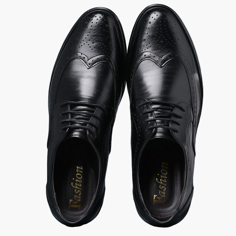 Men's Business Oxford Shoes – Classic with Brogue Details, Elegant Lace-up Shoes for Formal Occasions
