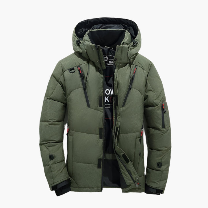 Men's Winter Quilted Jacket Outdoor Warm Casual Jacket with Hood