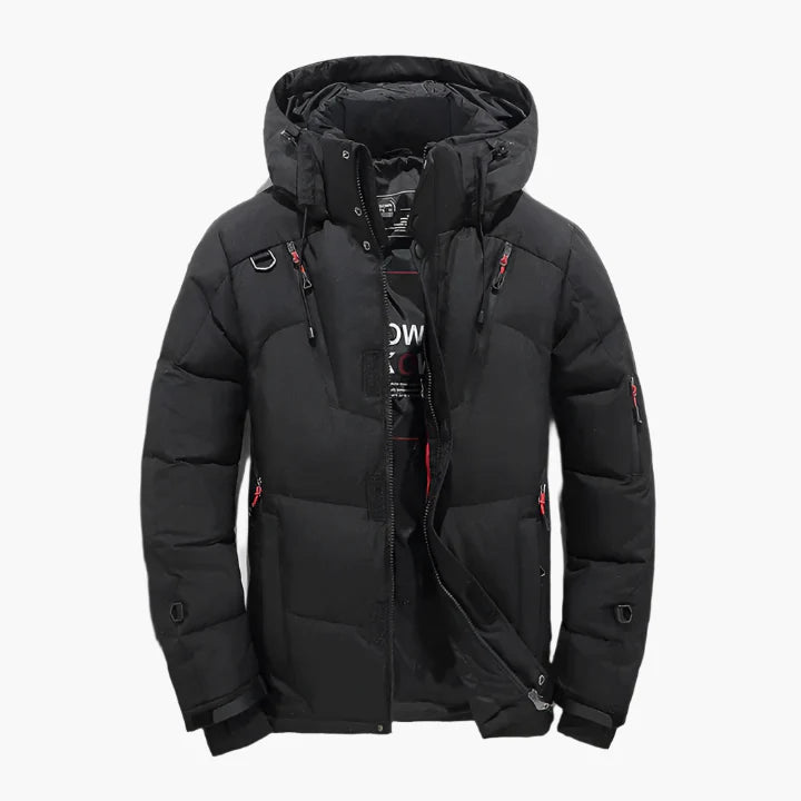 Men's Winter Quilted Jacket Outdoor Warm Casual Jacket with Hood