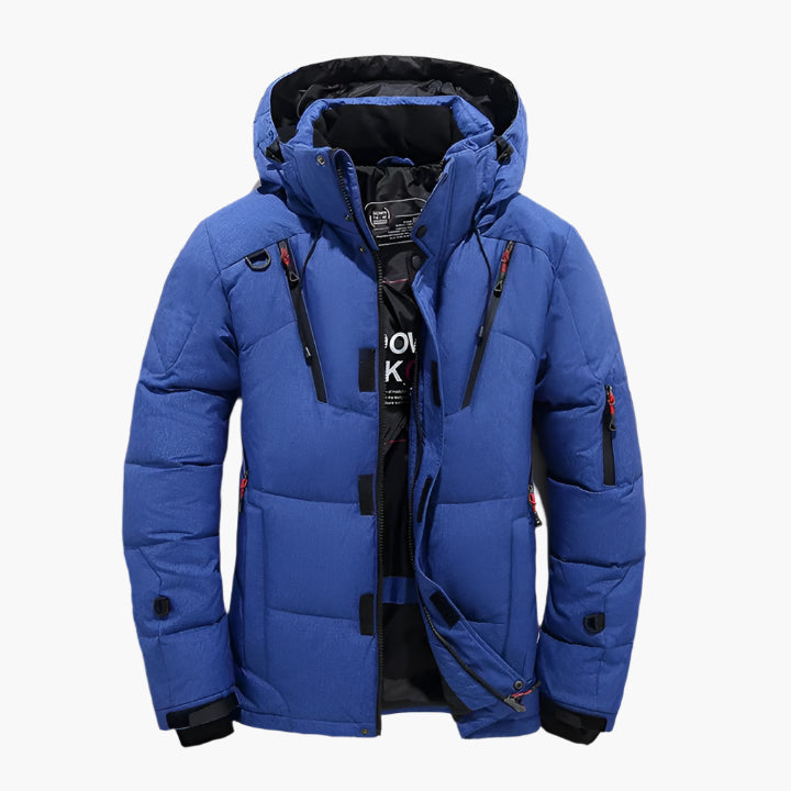 Men's Winter Quilted Jacket Outdoor Warm Casual Jacket with Hood