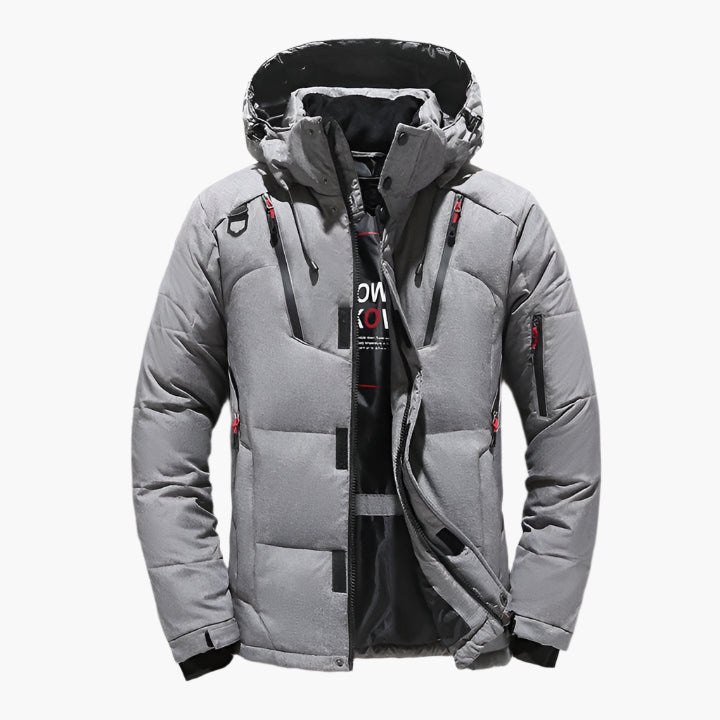 Men's Winter Quilted Jacket Outdoor Warm Casual Jacket with Hood