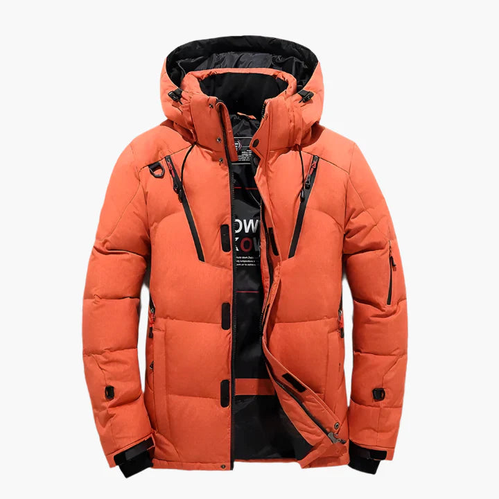 Men's Winter Quilted Jacket Outdoor Warm Casual Jacket with Hood