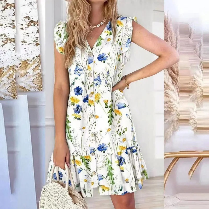 Tracy – Ärmelloses Sommerkleid mit V-Ausschnitt