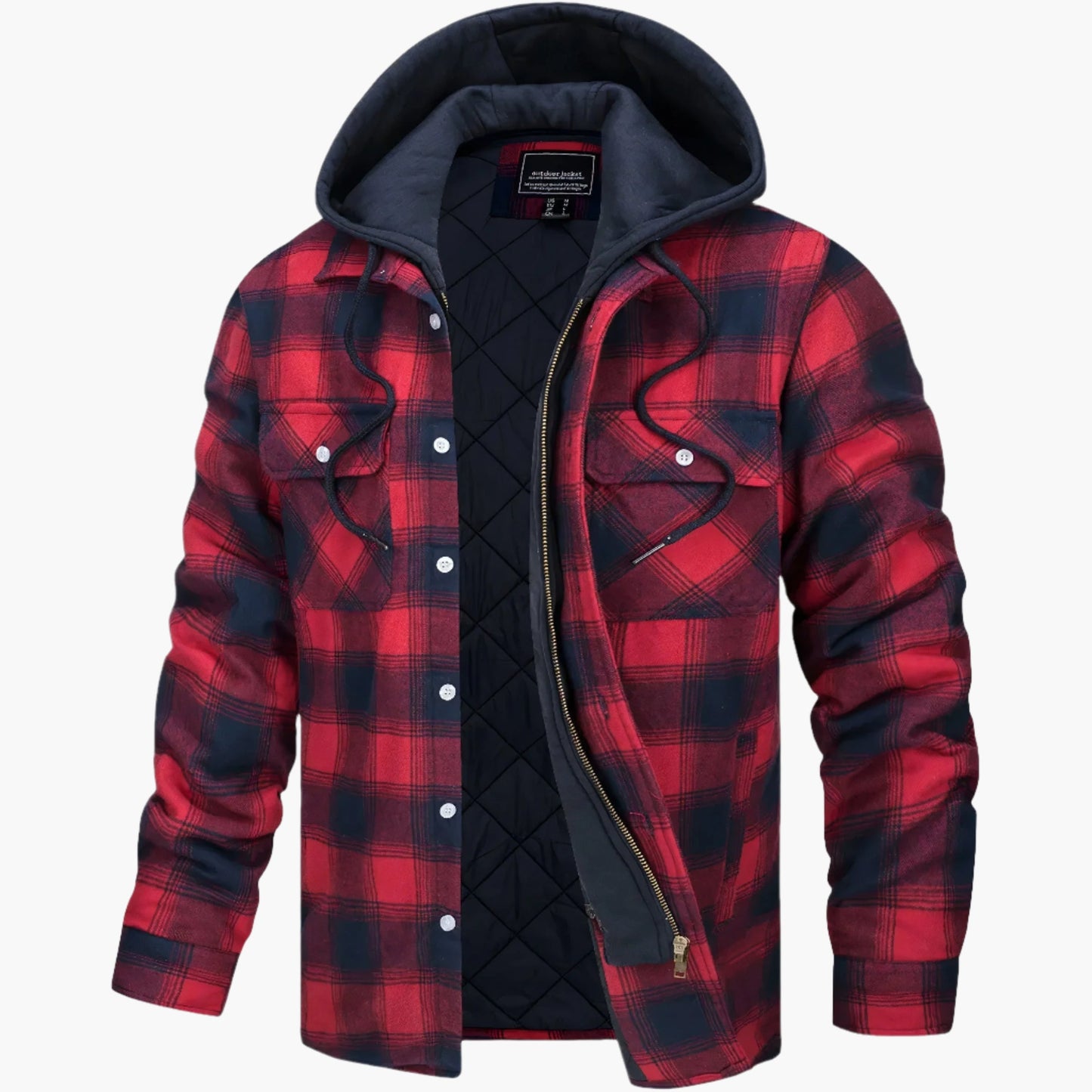 Men's Winter Flannel Jacket with Hood – Casual Outdoor Style for Autumn & Winter