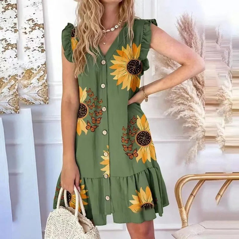 Tracy – Ärmelloses Sommerkleid mit V-Ausschnitt