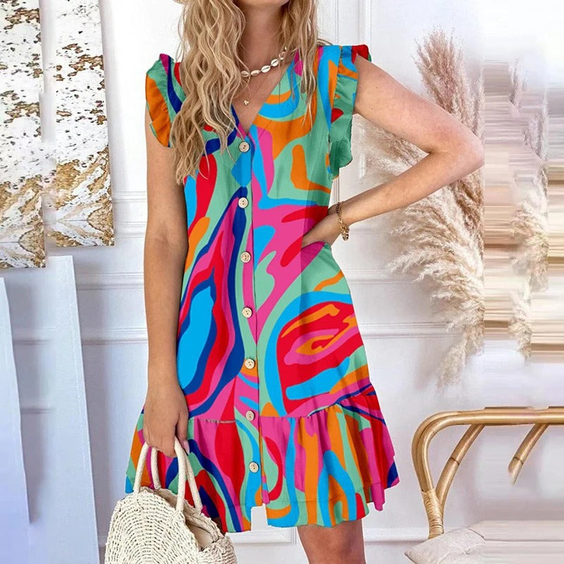 Tracy – Ärmelloses Sommerkleid mit V-Ausschnitt