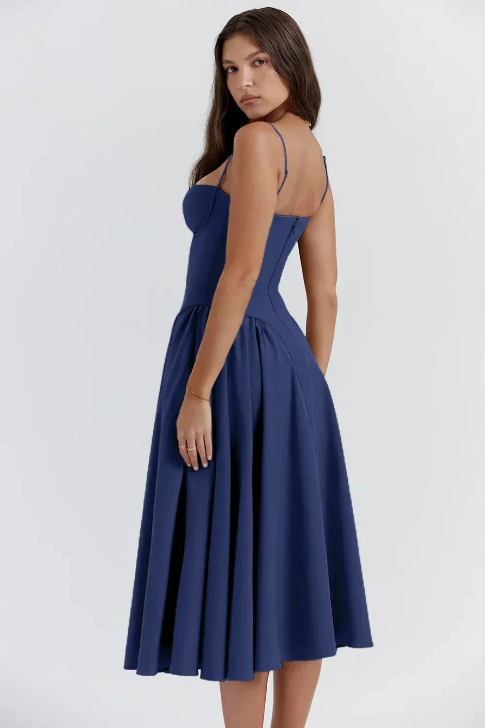 Tara – Ärmelloses Midi-Kleid mit Korsett-Passform