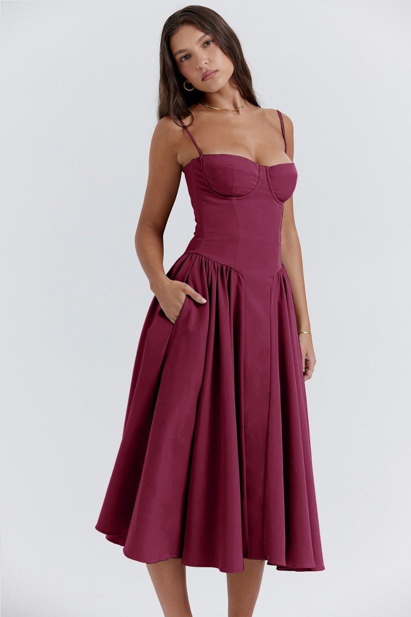 Tara – Ärmelloses Midi-Kleid mit Korsett-Passform
