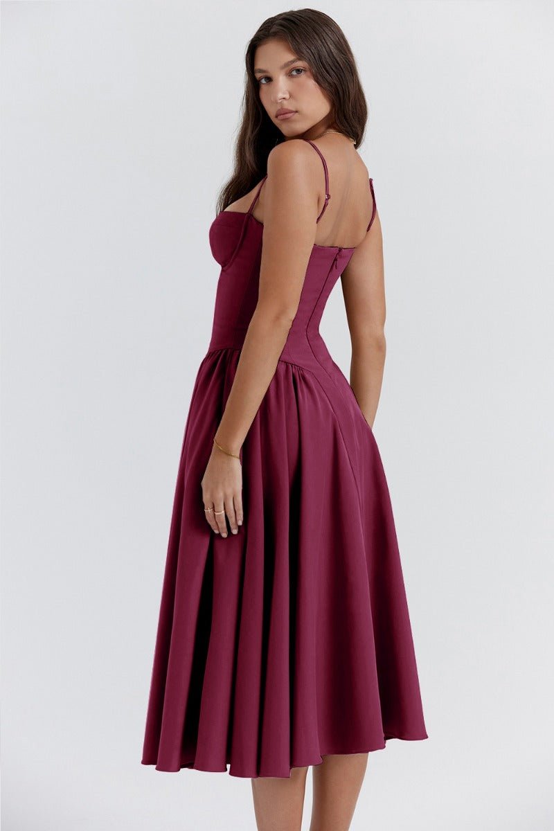 Tara – Ärmelloses Midi-Kleid mit Korsett-Passform