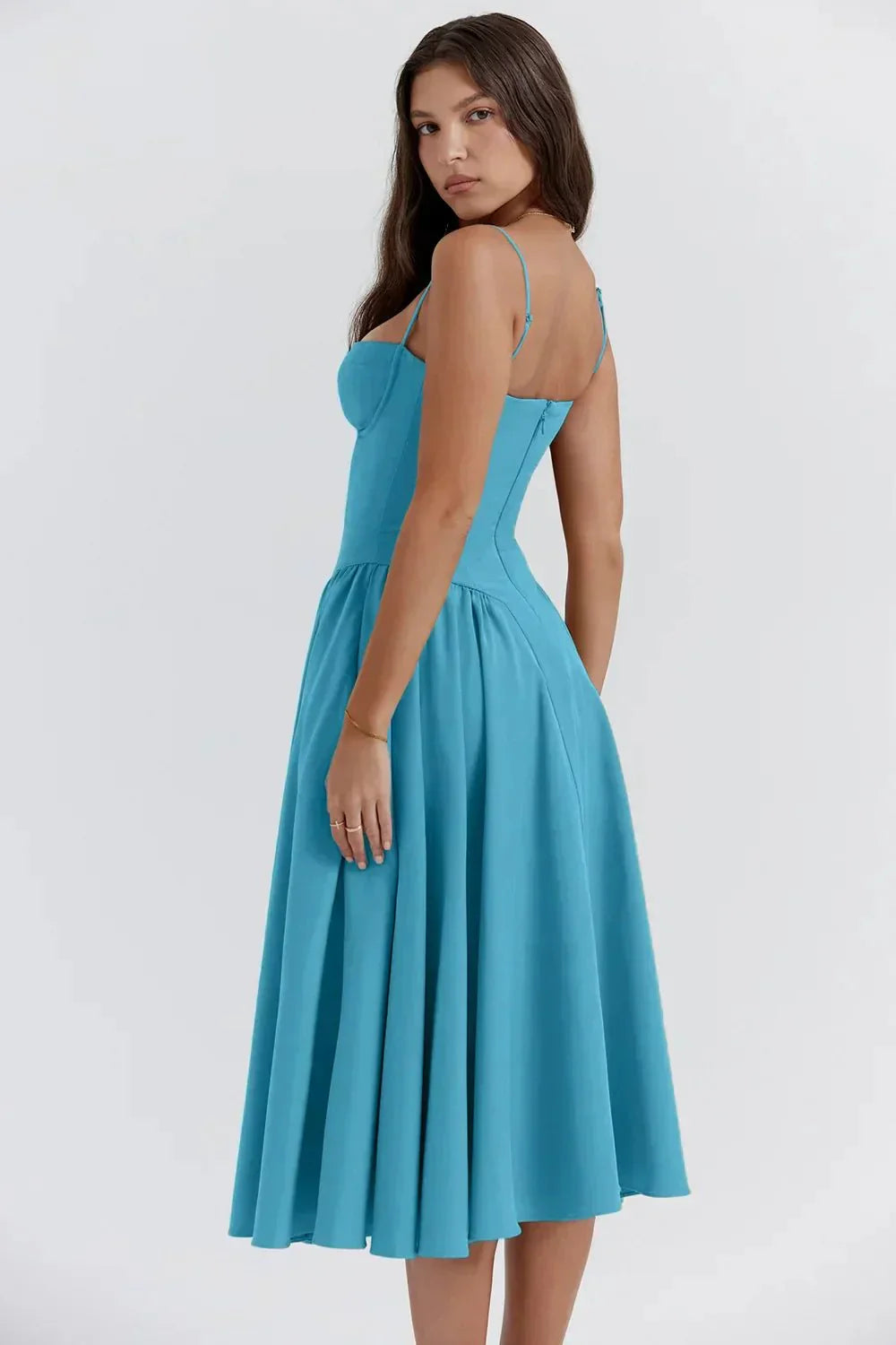Tara – Ärmelloses Midi-Kleid mit Korsett-Passform