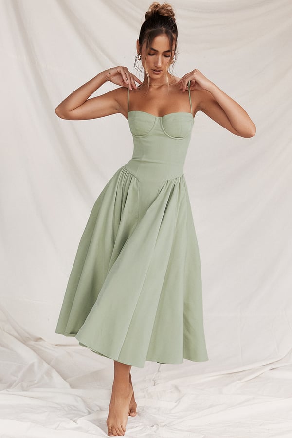 Tara – Ärmelloses Midi-Kleid mit Korsett-Passform
