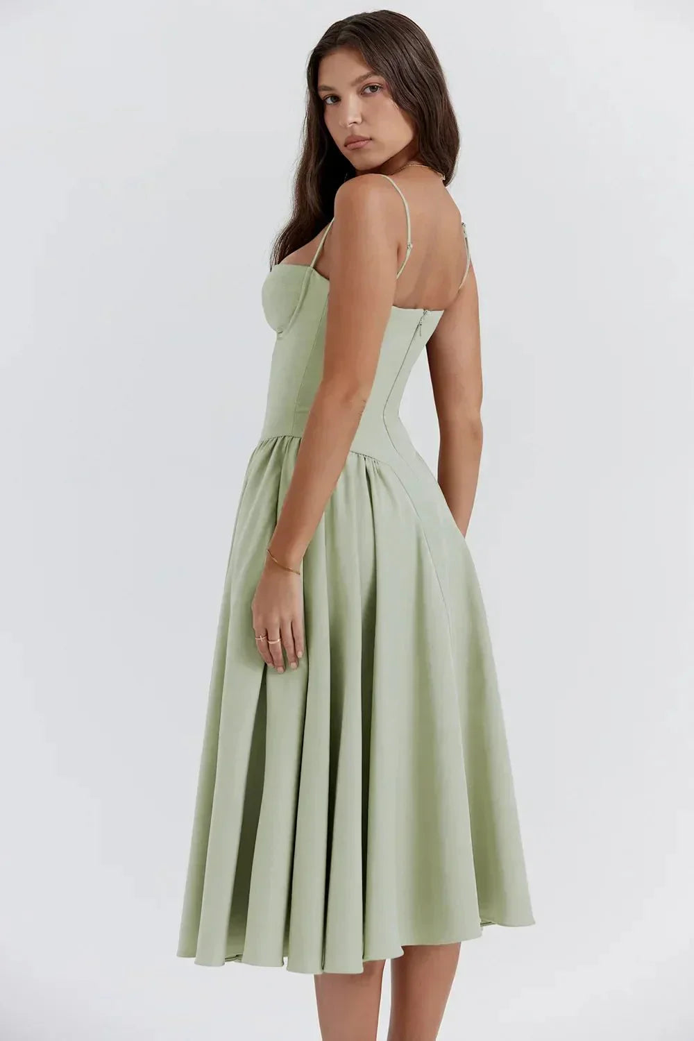 Tara – Ärmelloses Midi-Kleid mit Korsett-Passform