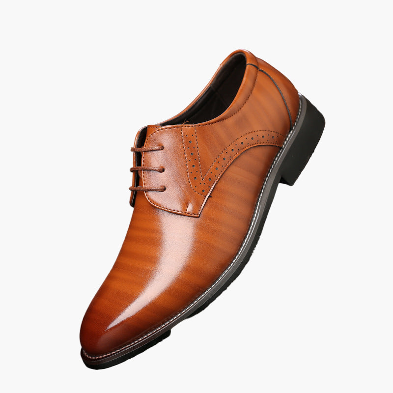 Men's Business Lace-up Shoes with Brogue Details – Elegant Shoes for Office and Festive Occasions