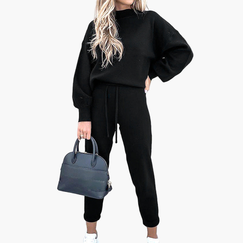 Damen Loungewear Set – Zweiteiliges Freizeit Outfit mit Rollkragen und Jogginghose, Komfort-Look für Zuhause oder unterwegs