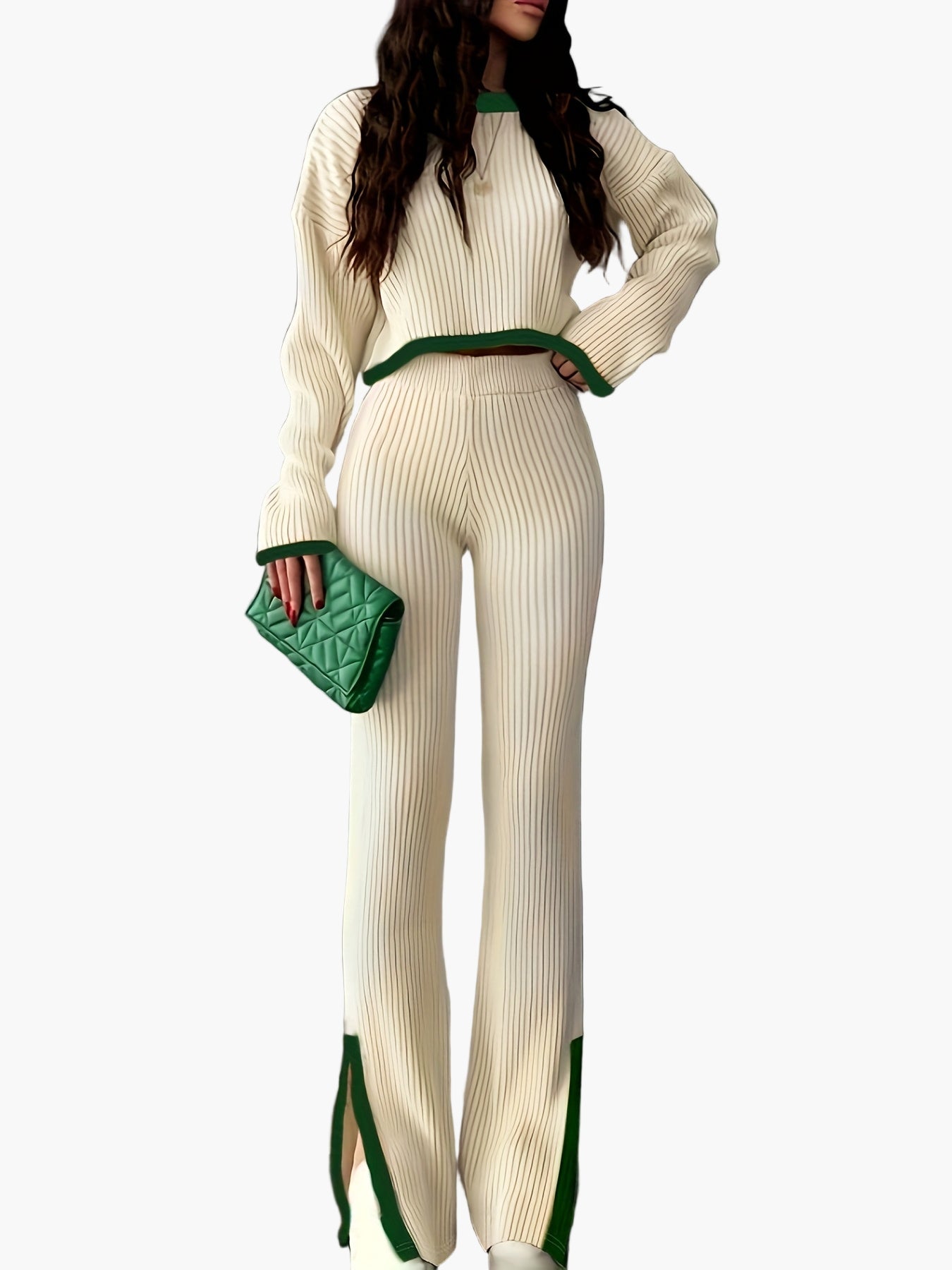 Women's Elegant Knit Two-Piece with Wide Leg – Fashionable Casual Suit for Autumn and Winter