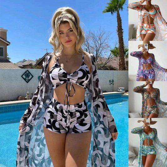 Gabrielle – 3-teiliges Bikini-Set mit langem Cardigan für den Sommer