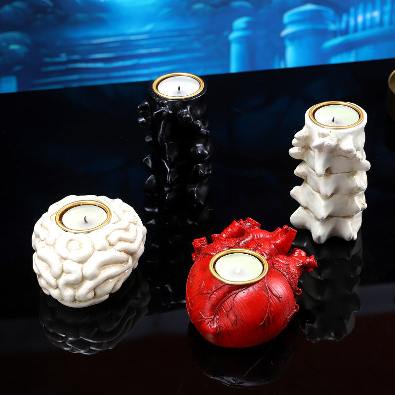 Halloween Gothic Candle Holder for Decoration – Heart, Brain, Spine – Creepy Table Decor