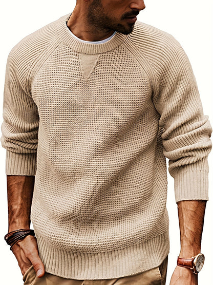 Men's knitted sweater vintage style – casual crew neck sweater for everyday and leisure